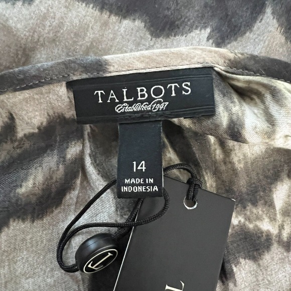 Talbots Shirt Womens 14 Black Gray Floral Flowers Puff Sleeve Roses Romantic - Picture 7 of 8